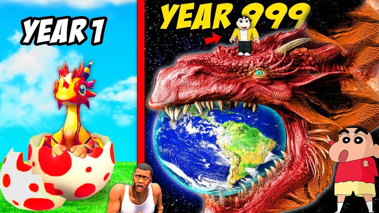 TAMING BIGGEST MECHA GLOWING DRAGONS in ROBLOX DRAGON ADVENTURES with SHINCHAN and CHOP