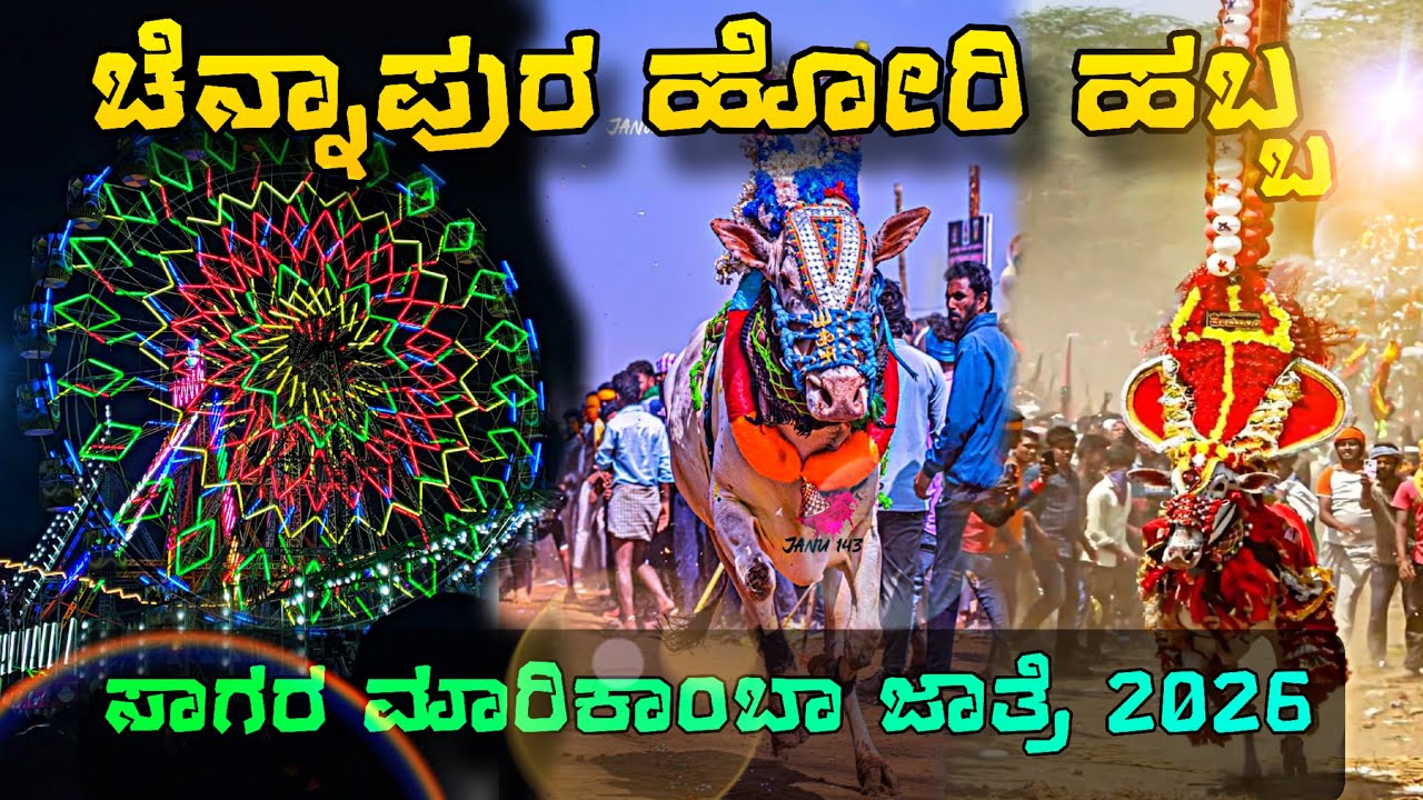#ಸಾಗರ ಮಾರಿಕಾಂಬ ದೇವಿ ಜಾತ್ರೆ || ಚೆನ್ನಾಪುರ ಹೋರಿ ಹಬ್ಬ 08-02-2026 || ಹೋರಿ ಹಬ್ಬ || akshaynaik14