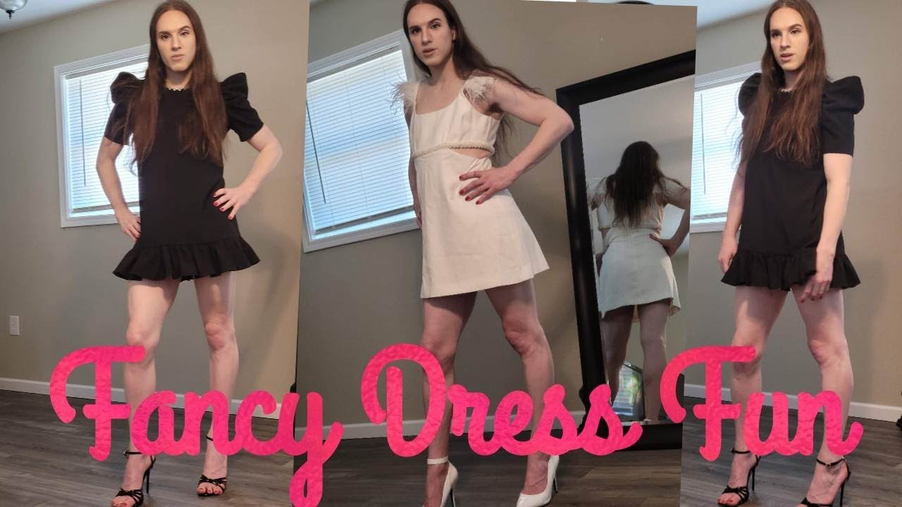 Trying on dresses that I can't afford from Amazon.