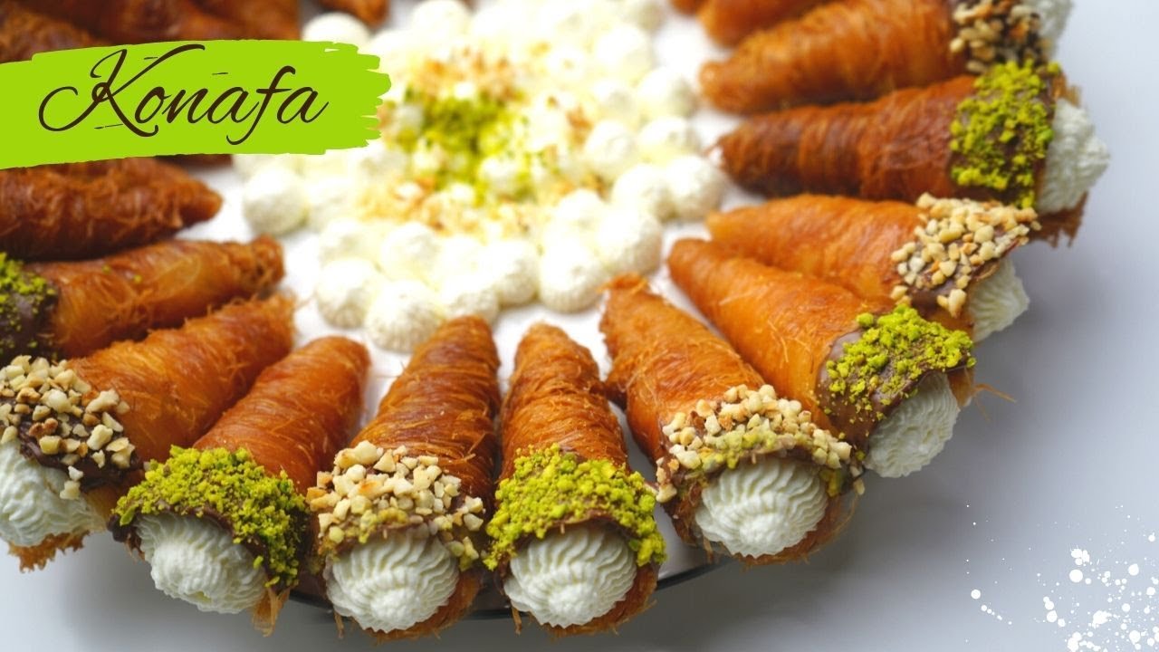 طريقة عمل كنافة كورنيه أوكنافة كونو محشية كريمة|  أجمل حلويات رمضان بلا مبالغة