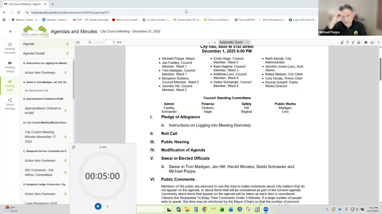 City Council and Governing Body Workshop Recording December 1, 2025