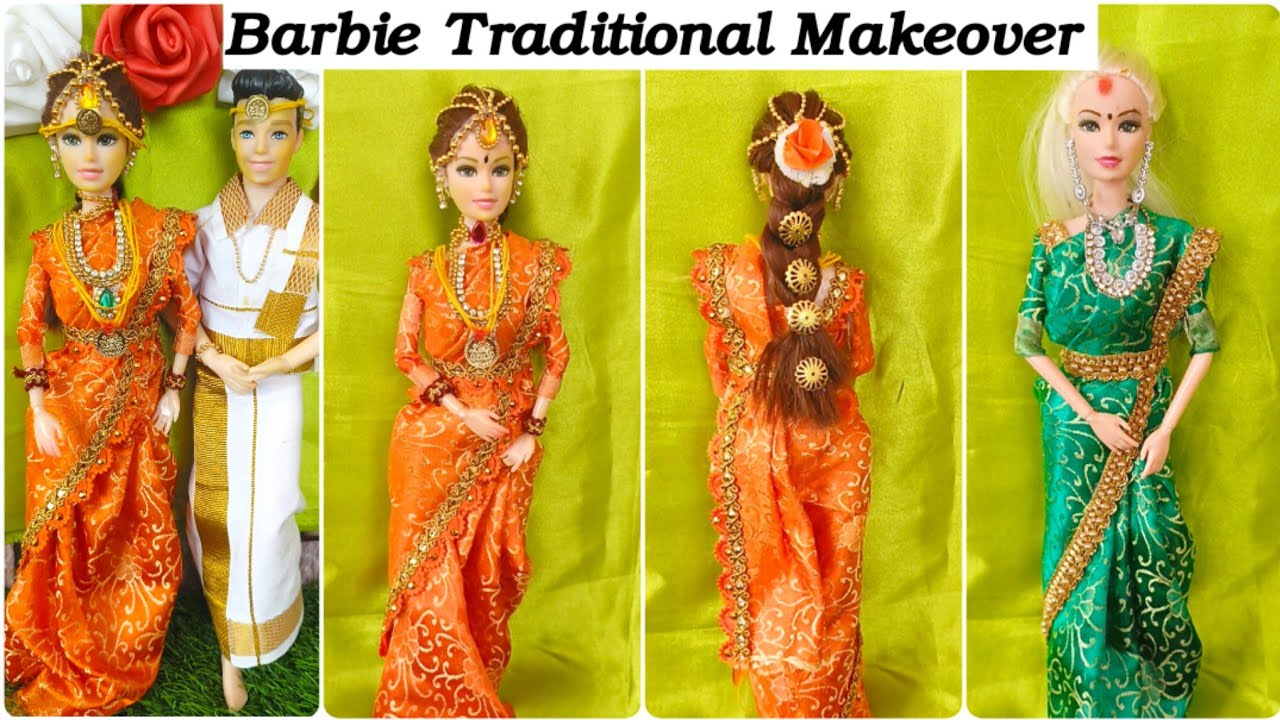 Tintu Barbie Marriage Saree Draping | Barbie Traditional Makeover Tamil #gokulkeerthivlogs