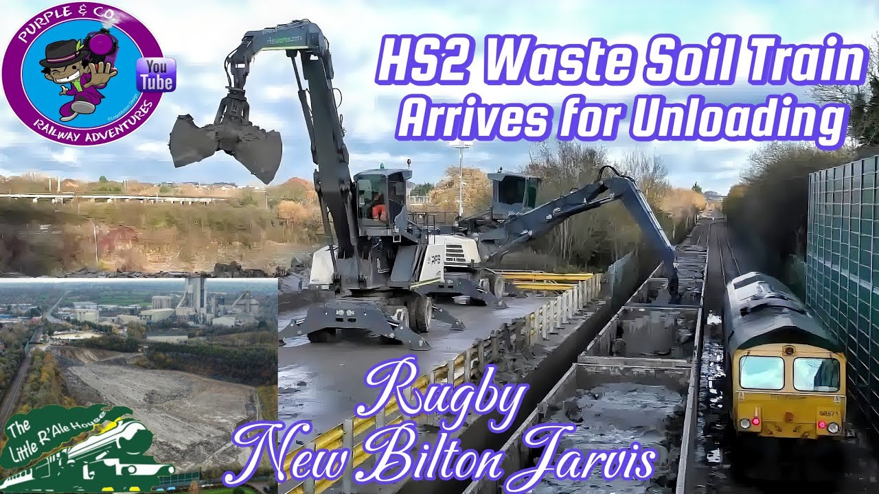 HS2 Waste Soil Train arrives for unloading at Rugby Quarry - RailCam Edition