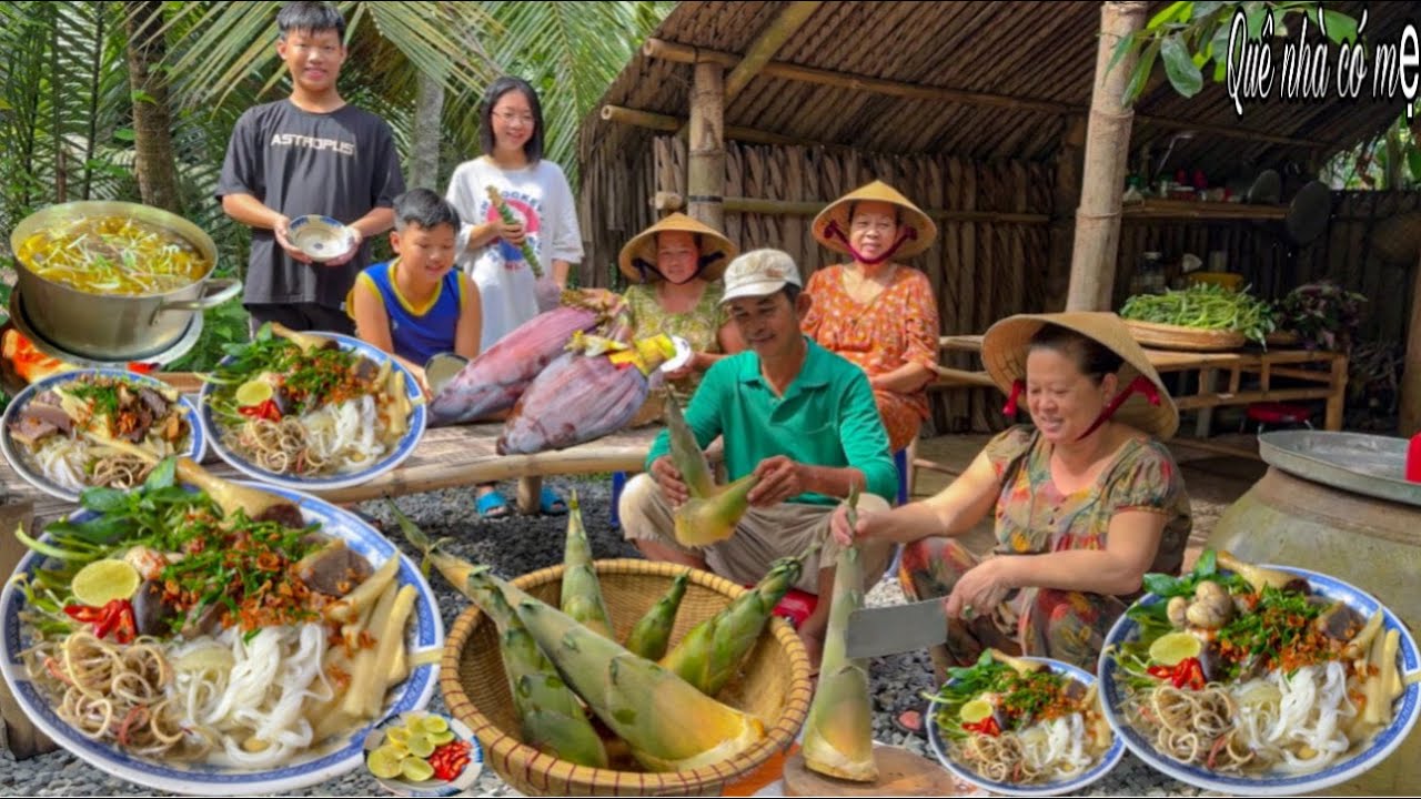 Bún Măng Vịt Xiêm, Bắp Chuối Rau Muống | Quán Ăn Sáng Của Mẹ Nơi Miền Quê ||Duck noodle soup