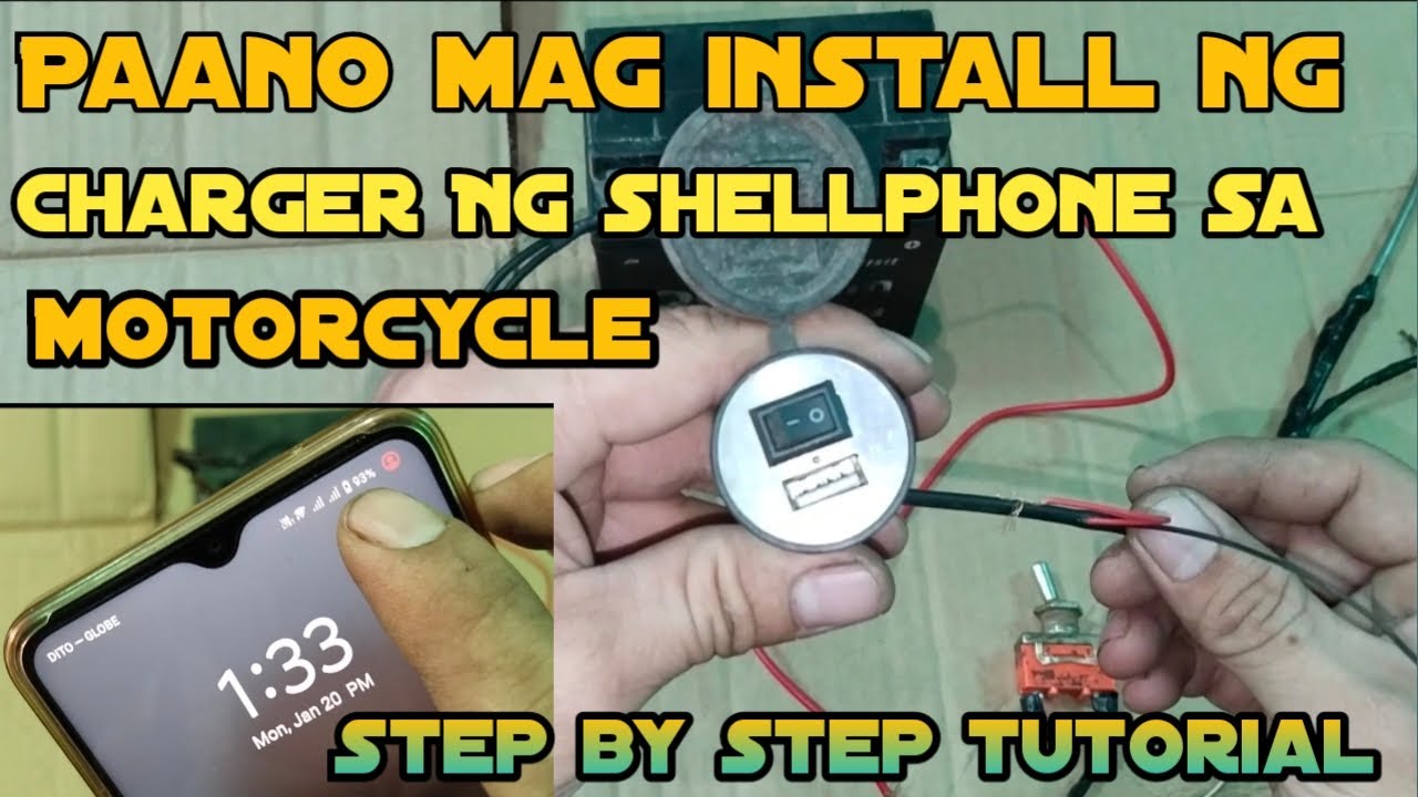 Paano mag install ng charger ng shellphone sa  motorcycle Step by step tutorial