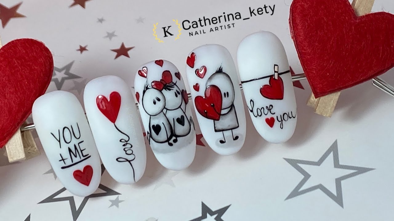 Valentine's Nail Art❣️|Easy Valentine's Day Nail Design|San Valentino Nail Art