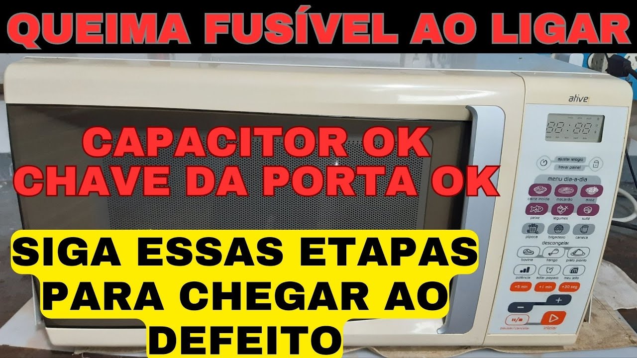 microondas brastemp queima fusível ao ligar! Capacitor e chave ok! Analise por etapas esse defeito 👆