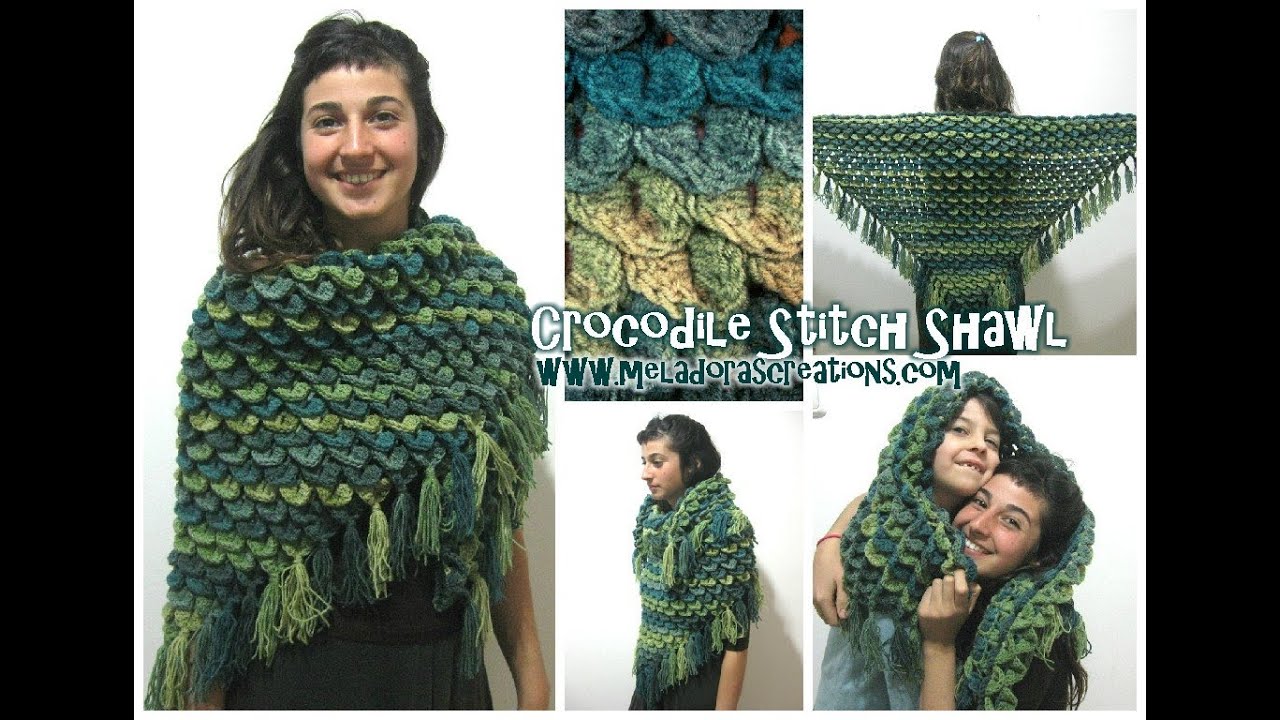 Шаль «крокодил» — мастер-класс по вязанию шали крючком