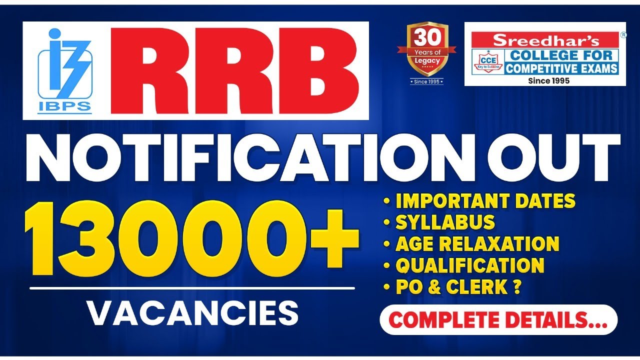 IBPS RRB PO & CLERK 2025 NOTIFICATION OUT | TOTAL VACANCIES 13000+ | EXAM PATTERN, SYLLABUS, CUT OFF