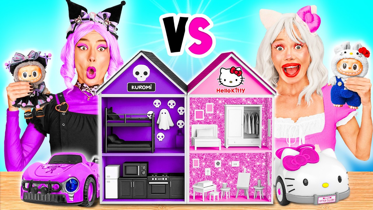 Строим Удивительный Кукольный Домик для Лабубу | Hello Kitty против Куроми от BaRaDa Challenge