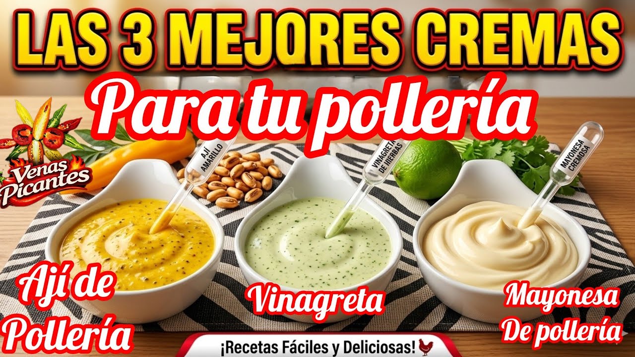 Como preparar 3 cremas de pollería ( MAYONESA , VINAGRETA Y AJI DE POLLERIA) secretos peruanos 2024