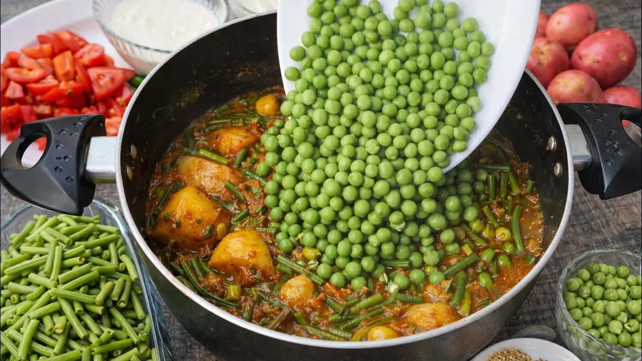 Mix Aloo Matar Mongra Handi | Easy & Tasty Desi Sabzi Recipe
