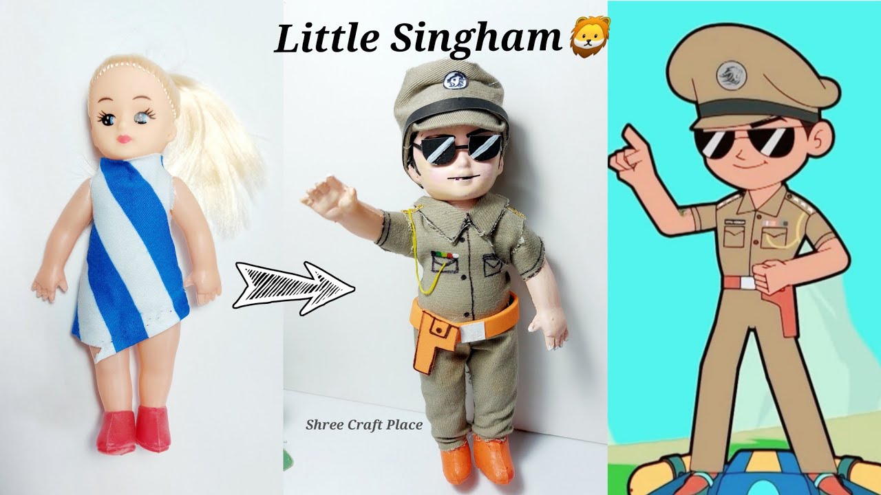 Little Singham Making from Doll/How to make Famous Cartoon Little Singham from old Doll/DIY