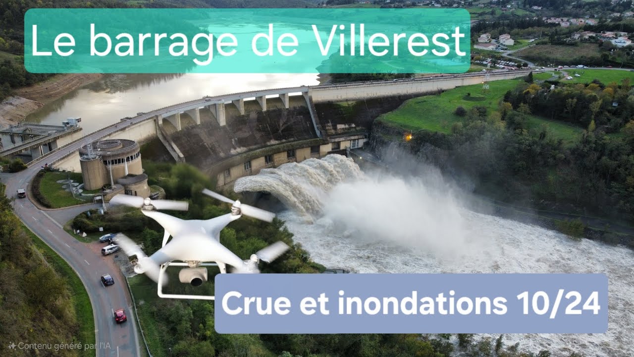 Régularisation crue et inondations cévenol du 18 octobre 2024 en Rhone Alpes, Barrage de Villerest