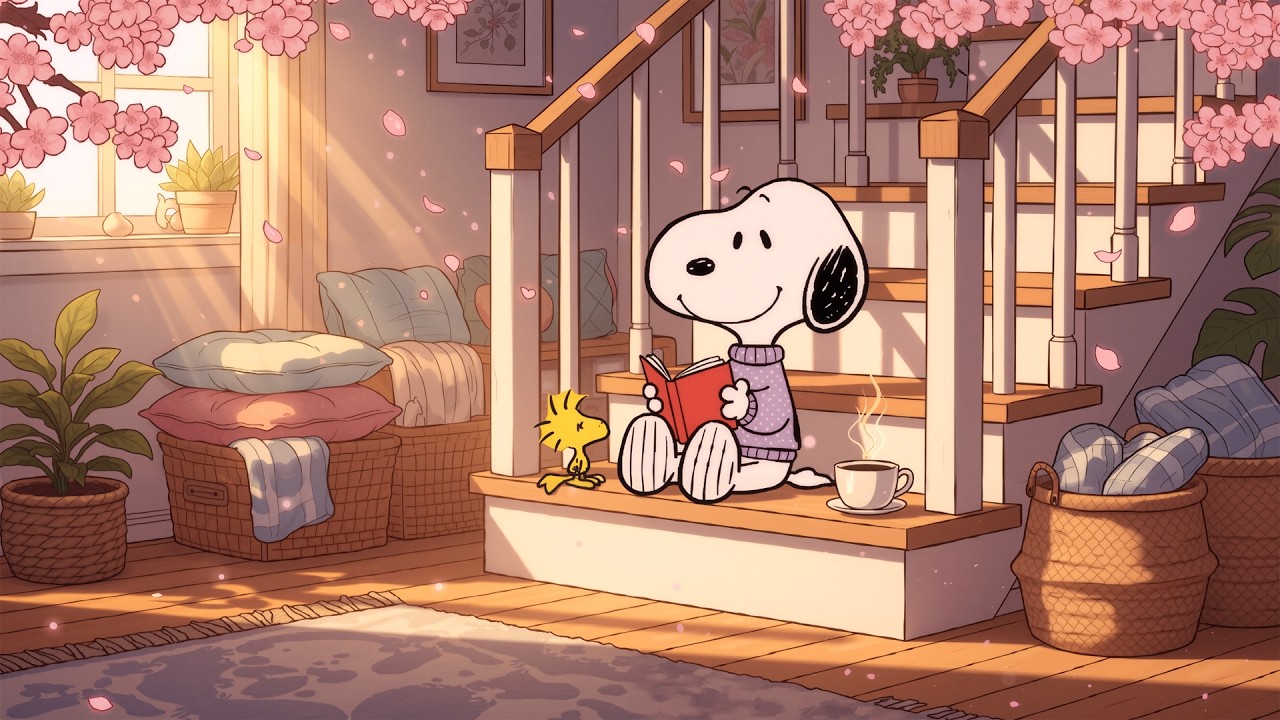 Snoopy Cozy Spring Reading Day 🌸 Soft Lofi Beats for Relaxing, Studying & Peaceful Chill Time