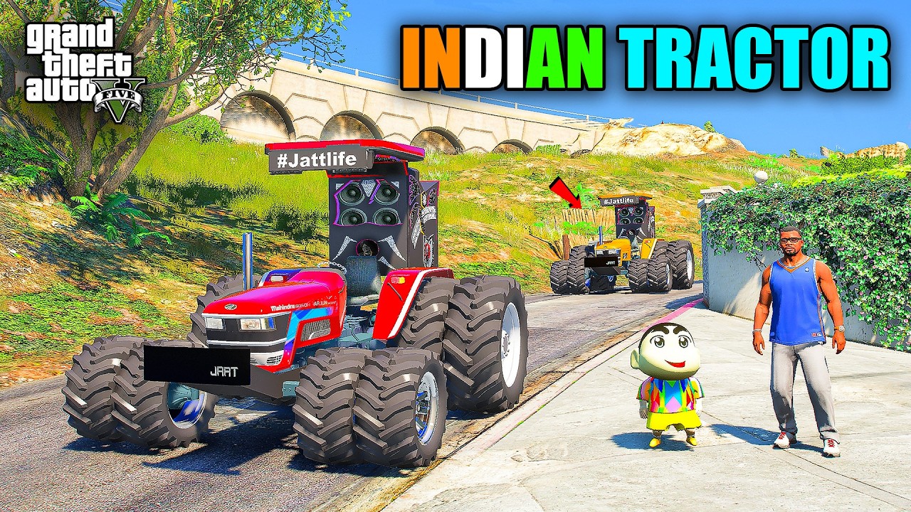 Franklin & Shinchan Buy Indian Mahindra 8x8 Novo Tractor DJ in GTA 5