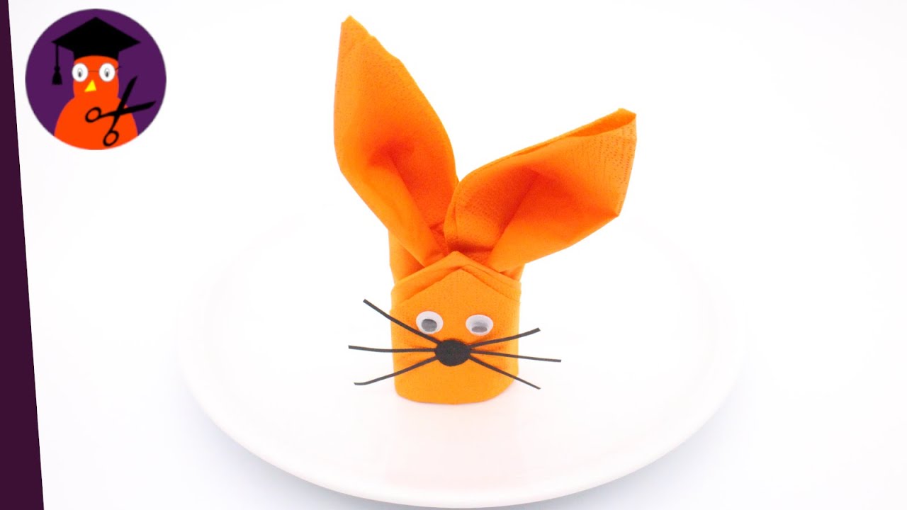 Servietten falten Osterhase DIY Deko Hase für Geburtstag, Muttertag & Ostern #wplus.tv