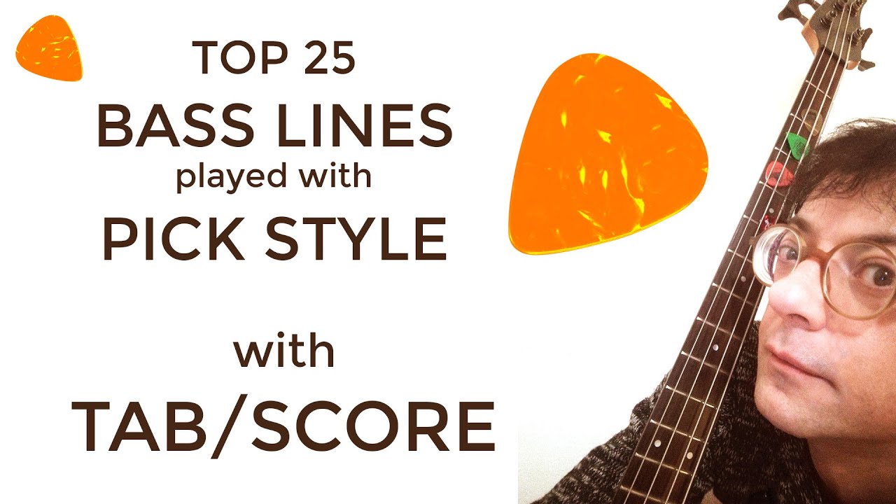 Top 25 Bass Lines TABS with PICK! | Rock Bass Riffs