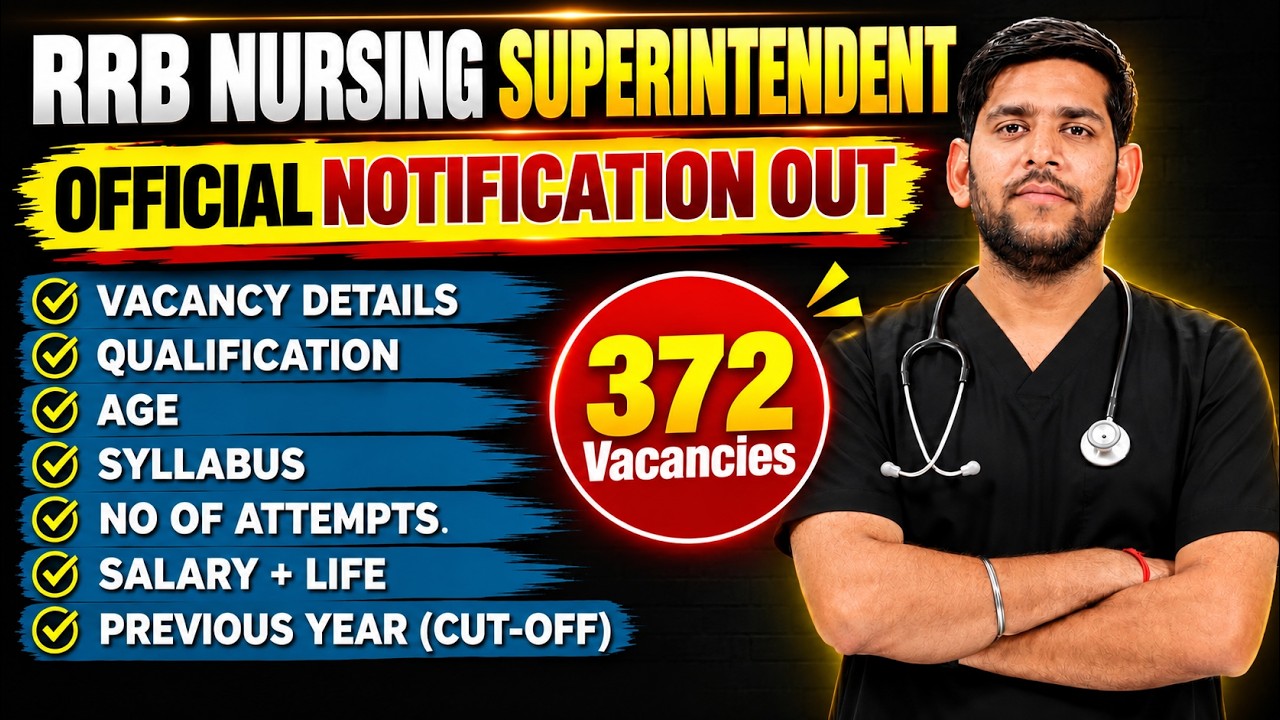 RRB Nursing Superintendent Notification 2026 | RRB Nursing Superintendent Vacancy 2026