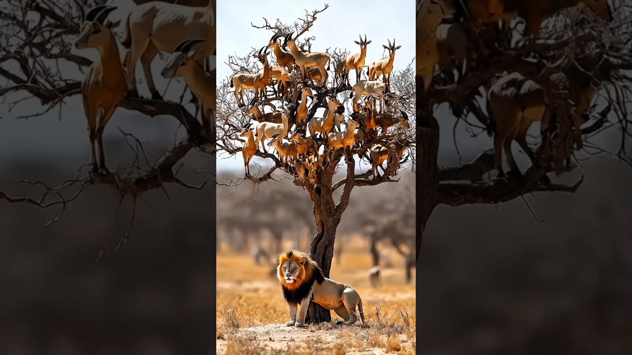 A lion is waiting the deer #wildlife #shorts #animalrescue