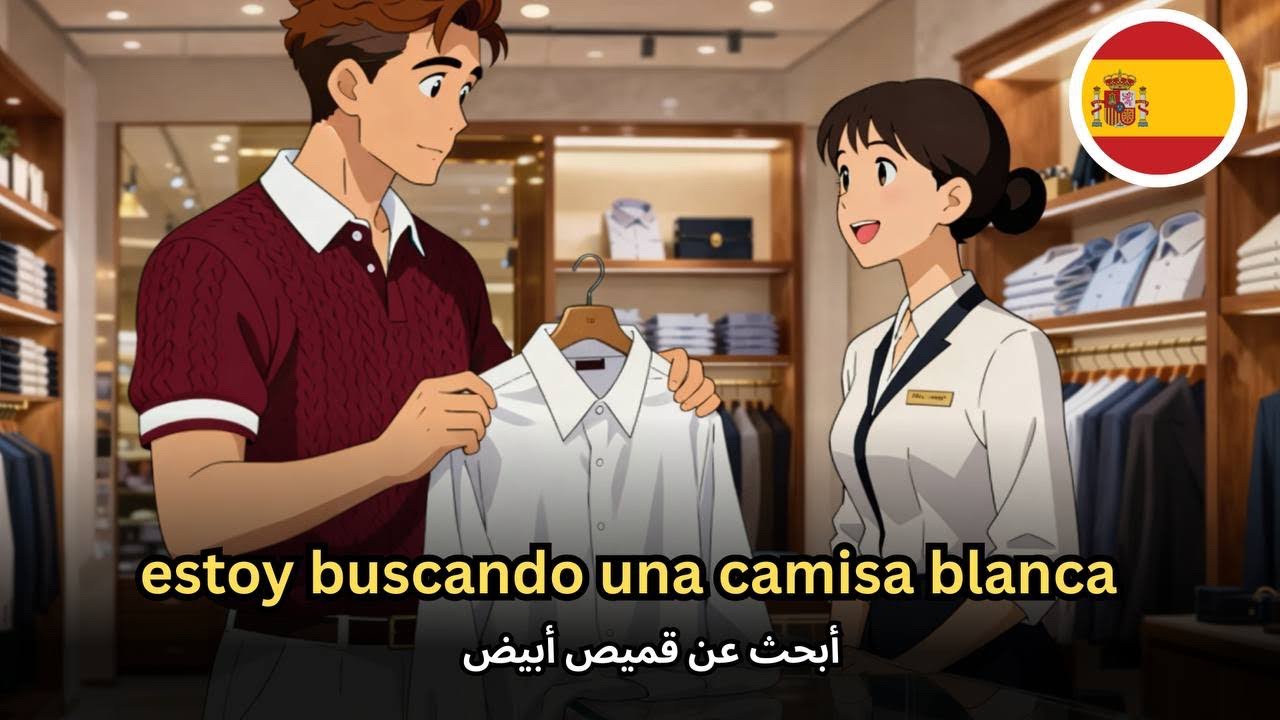 ابدأ بفهم الإسبانية بسهولة و سرعة | حوار التسوق وشراء الملابس مترجم 🛍️🇪🇸