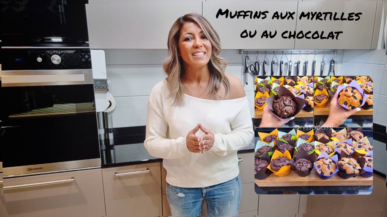 Mes deux versions de gros muffins ; Aux myrtilles et au chocolat