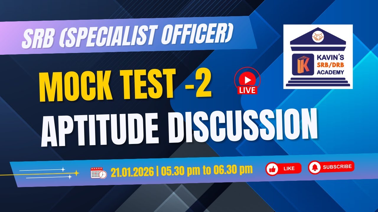 📘 SRB (Specialist Officer) &ndash; Mock Test-2 | Aptitude and Mental ability Discussion