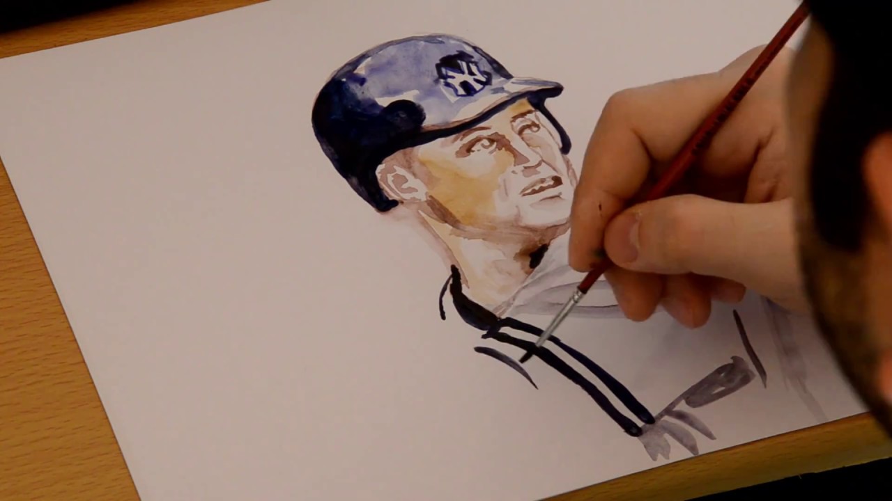 Derek Jeter watercolour