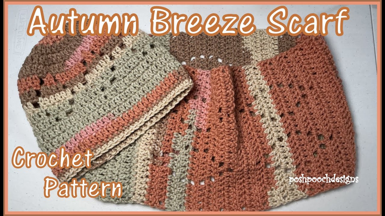 Научитесь вязать крючком шарф «Осенний бриз» по схеме #crochetpattern #crochetutorial #fallscarf