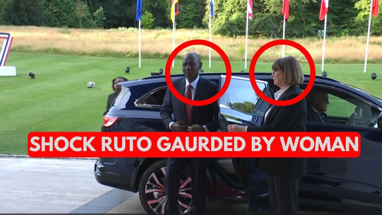 SURPRISED PRESIDENT RUTO AFTER FRANCE GIVES HIM WOMAN BODYGAURD AS SHE DELYING OPEN MOTORCADE