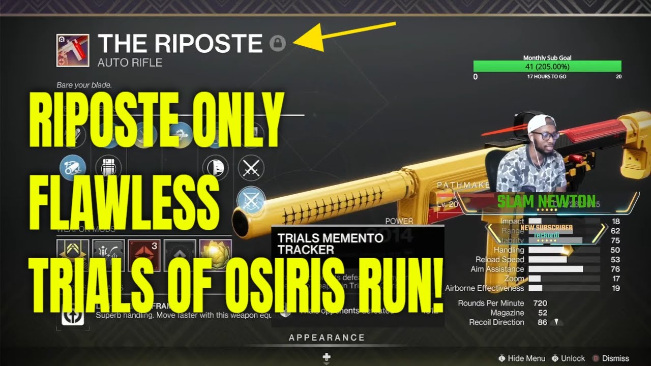 RIPOSTE ONLY FLAWLESS TRIALS OF OSIRIS RUNS (DESTINY 2)