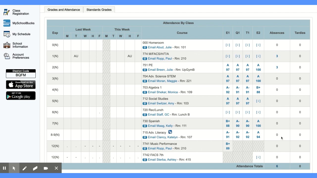 Checking your student's attendance in PowerSchool