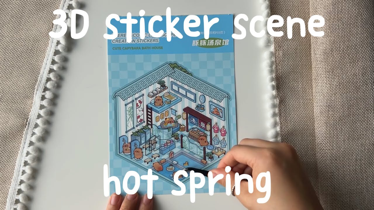 kawaii world - capybara hot spring | 3D scene sticker diy journal | relaxing asmr