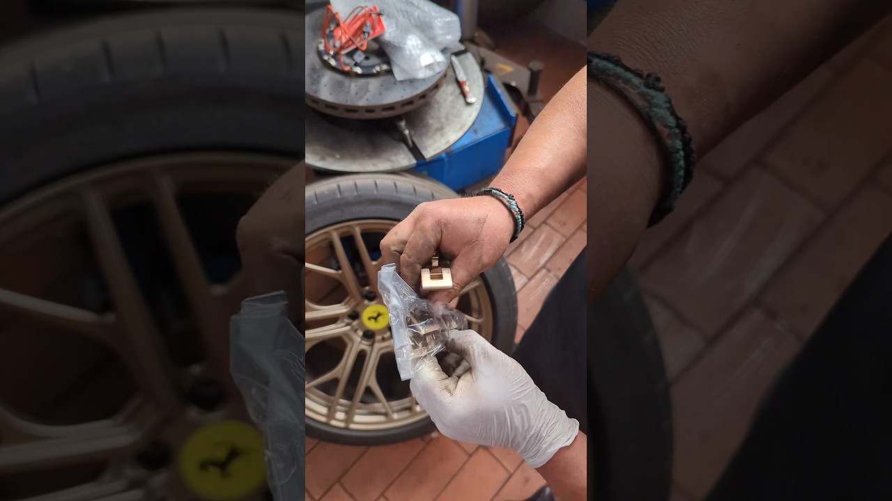 Expensive ceramic pads for the F8 Spider #mechanic #repair #ferrari #f8spider #f8tributo #brakes