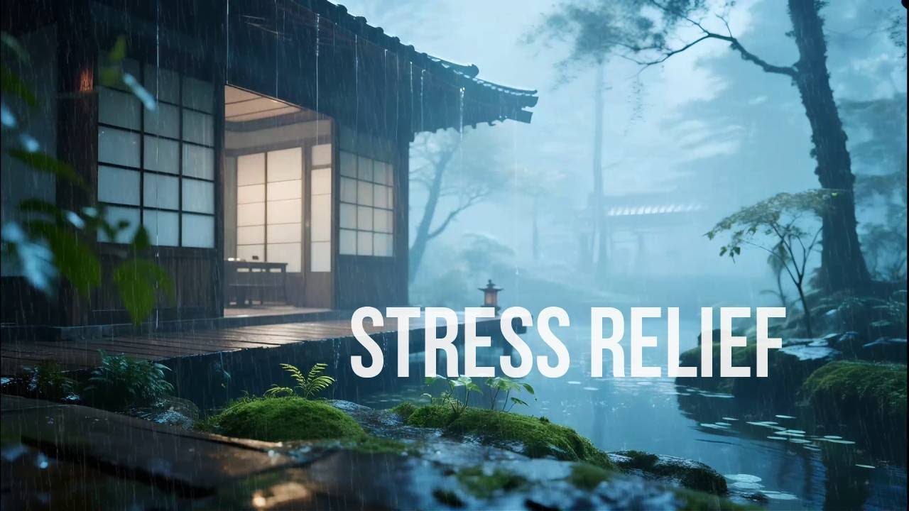 🔴 Soul-Healing Misty Rain Sounds at Zen Riverside Hut to Release Stress and Stop Thinking 🌿