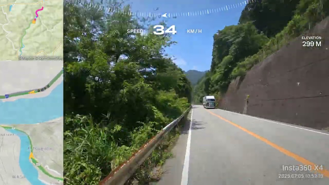 サイクリング車載（下呂駅～国道41号～飛騨川沿い～美濃太田駅）2025-07-05 6倍速4K GPS地図