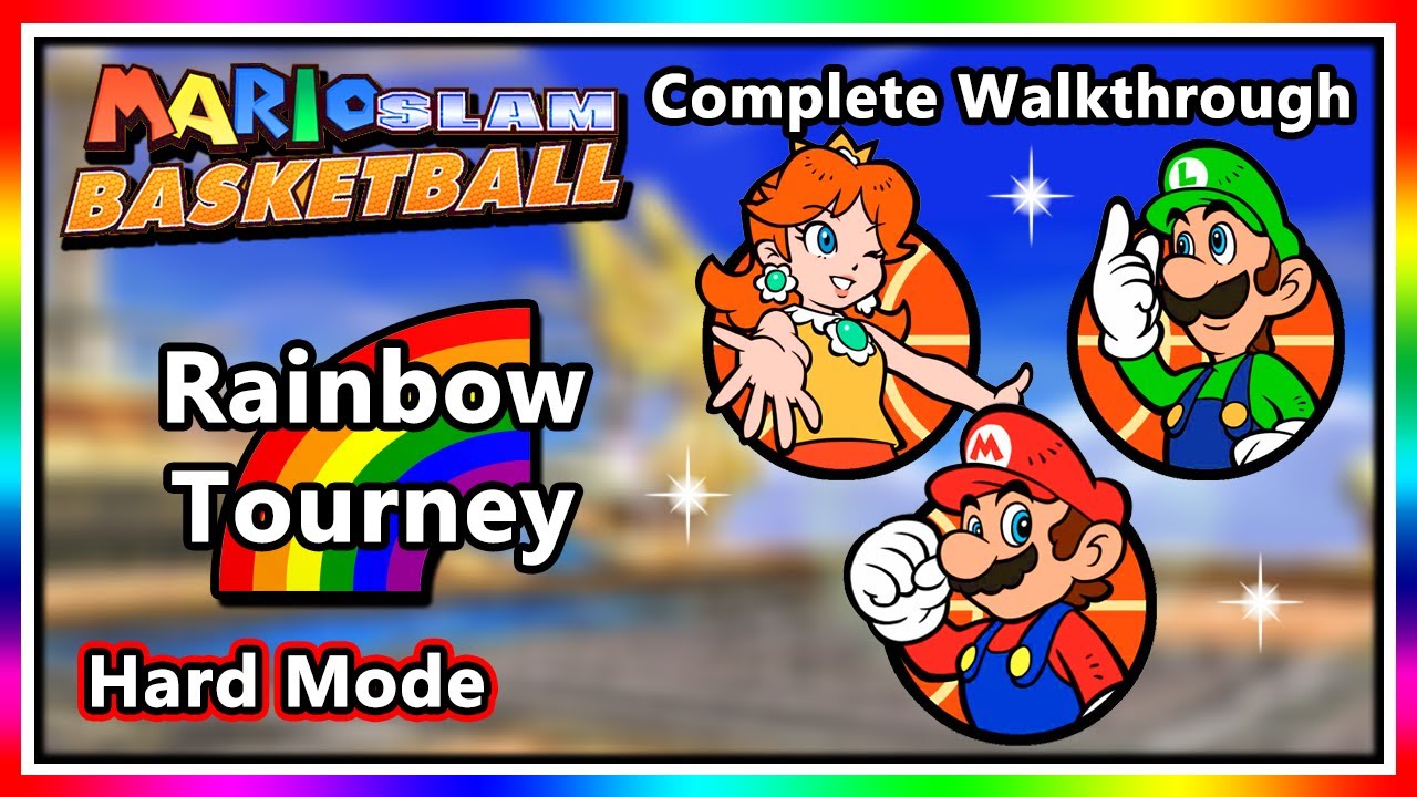 Mario Slam Basketball (Mario Hoops: 3-on-3) - CW - Rainbow Tourney | Hard Mode & Credits [Type 2]