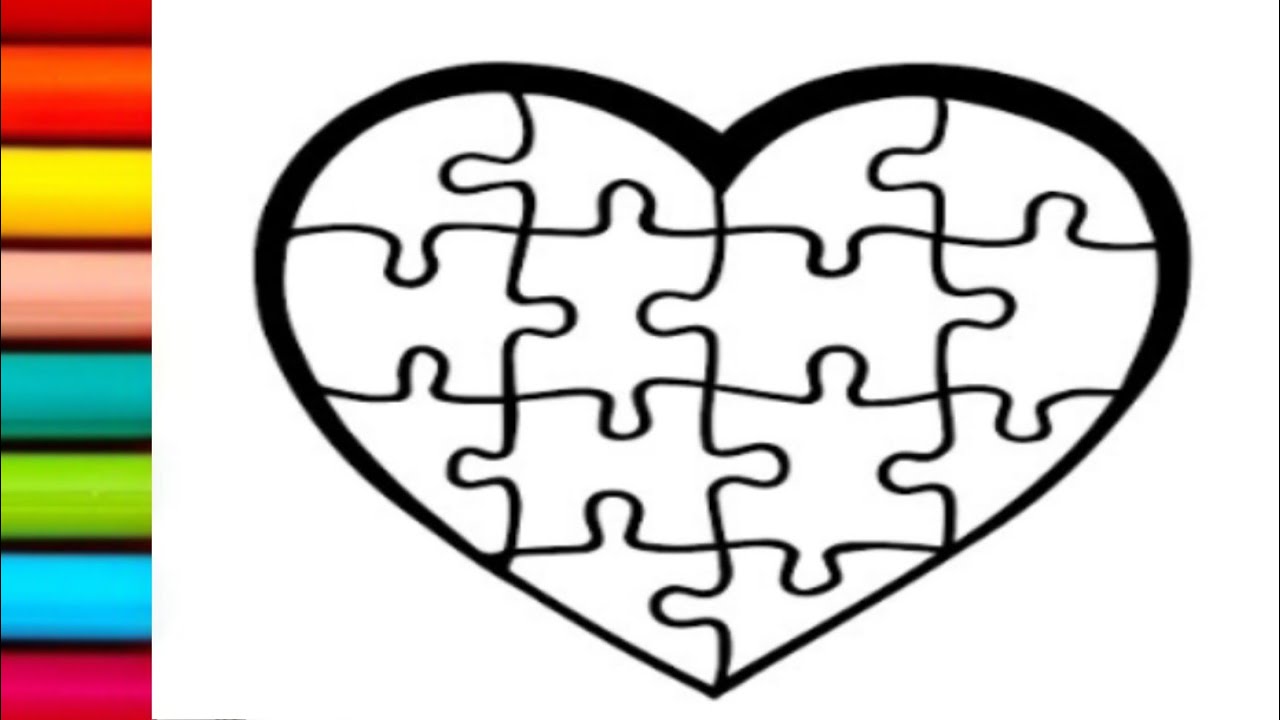 Heart Puzzle Drawing | How to Draw Puzzle pieces Drawing || Puzzle Drawing Step by Step
