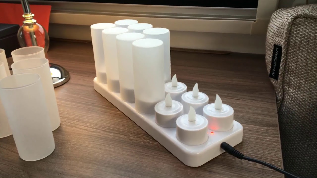 USB rechargeable T lights. Set of 12
