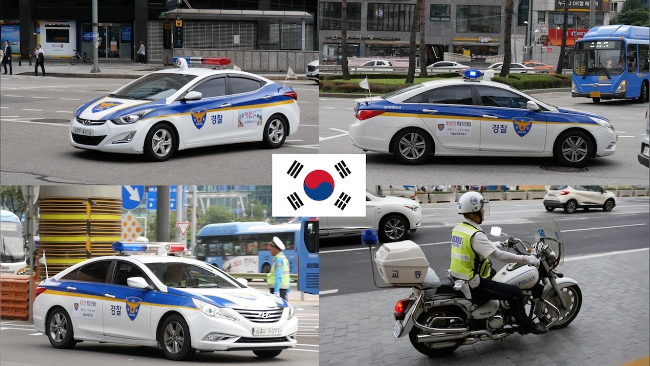 Seoul (South Korea) Police Cars With Lights [Compilation]
