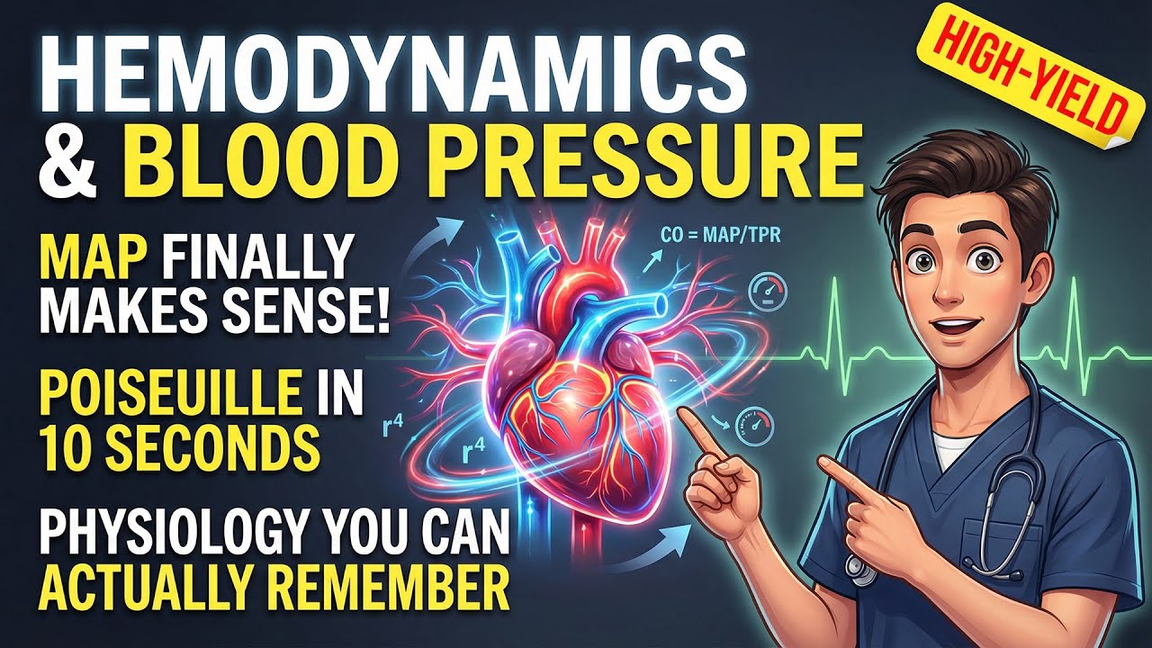 Hemodynamics & Blood Pressure Explained | MAP, Poiseuille, Baroreflex Made Easy | USMLE, NEET-PG