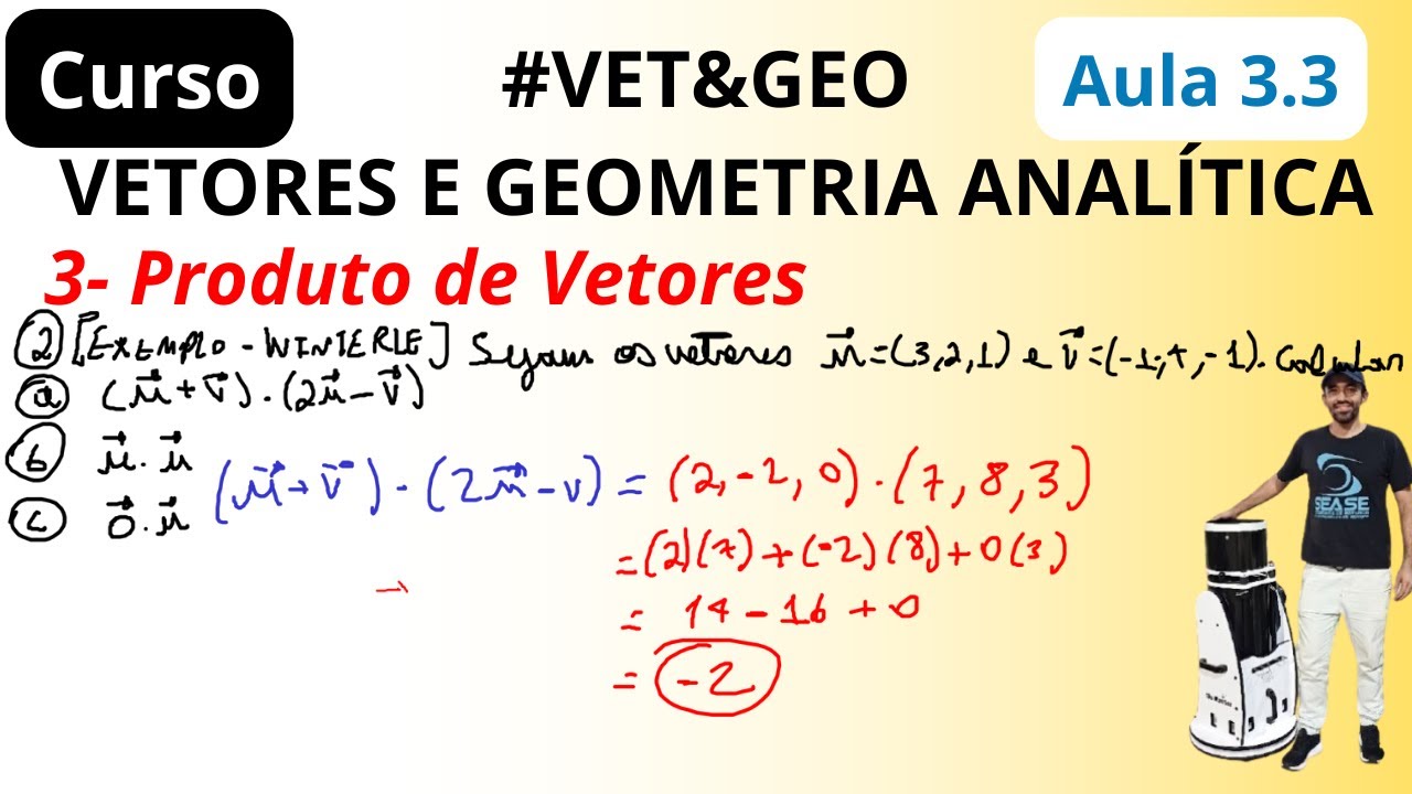 (Exercício 2) [Exemplo - Winterle]  Calcular produto escalar entre u e v | VET&GEO-A3.3