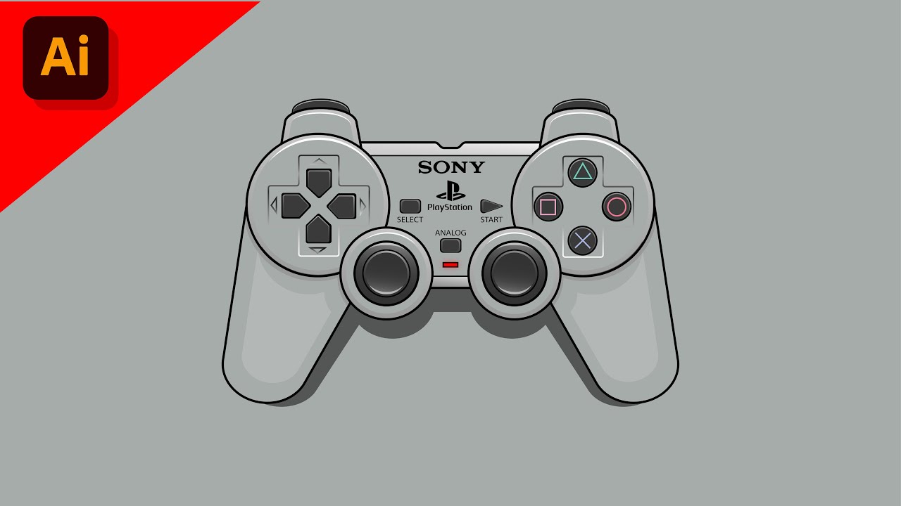 Sony PS2 Stick Controller illustration - Adobe Illustrator Tutorial