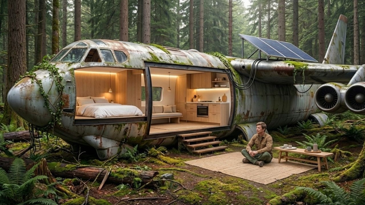 I Found an Abandoned Plane in the Wild and Began Building a Forest Home (ASMR) #1