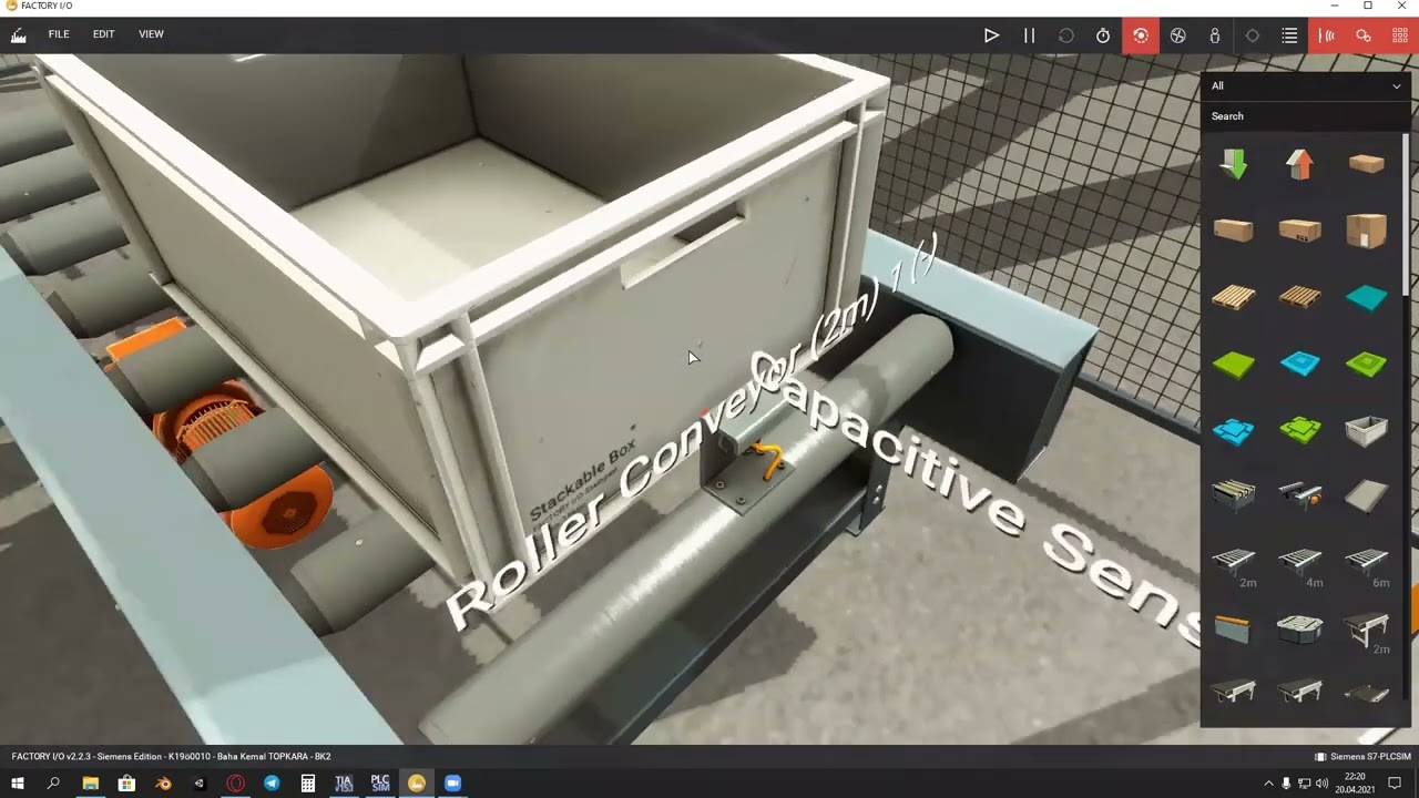 Roller Conveyor HMI Box Animation - S7 1200 - Factory IO - Function Block - TIA Portal Siemens