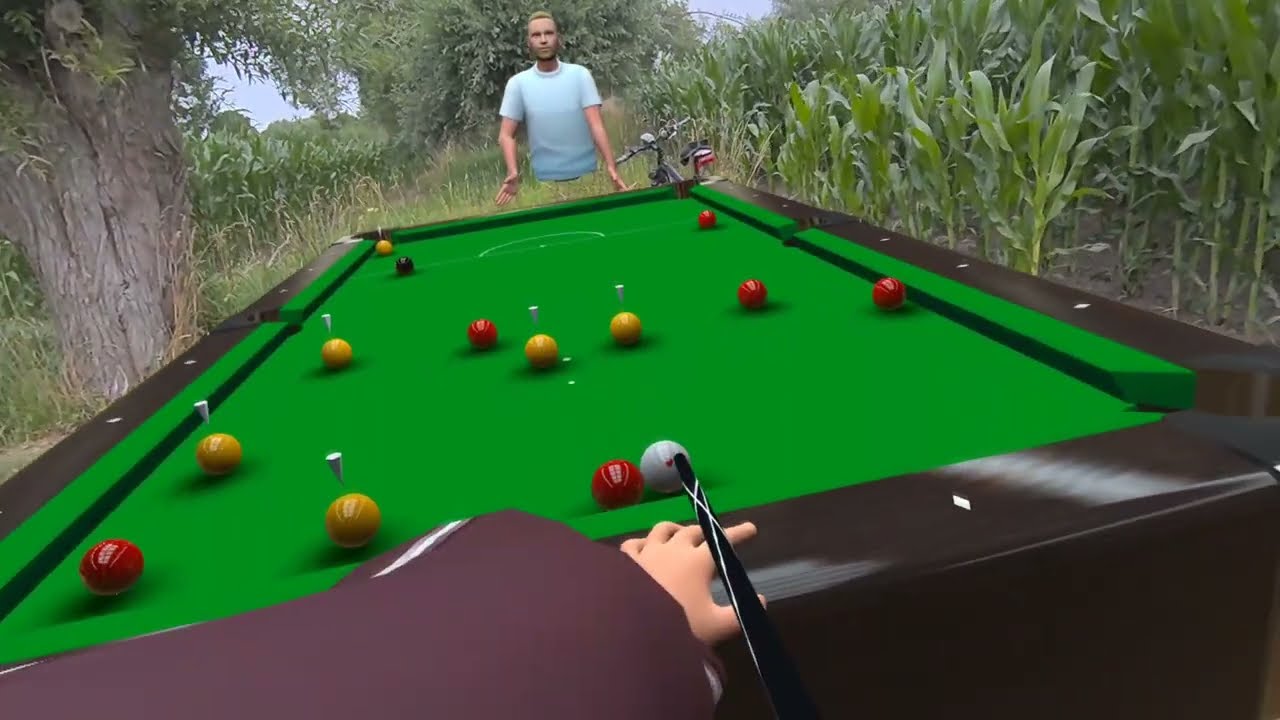 Playing 8-Ball Pool In VR Outdoors!
