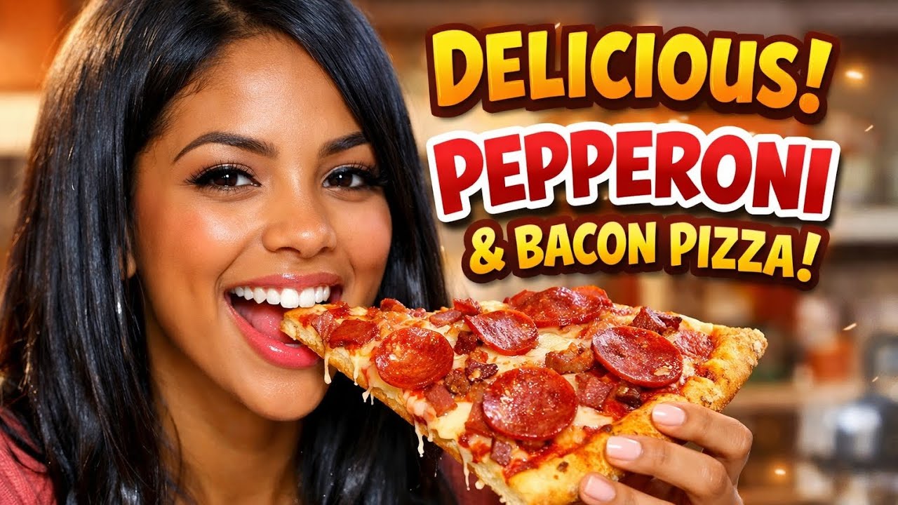 Pepperoni & Bacon Thin Crust Pizza Mukbang 🍕 | Eating Show + Big Bites