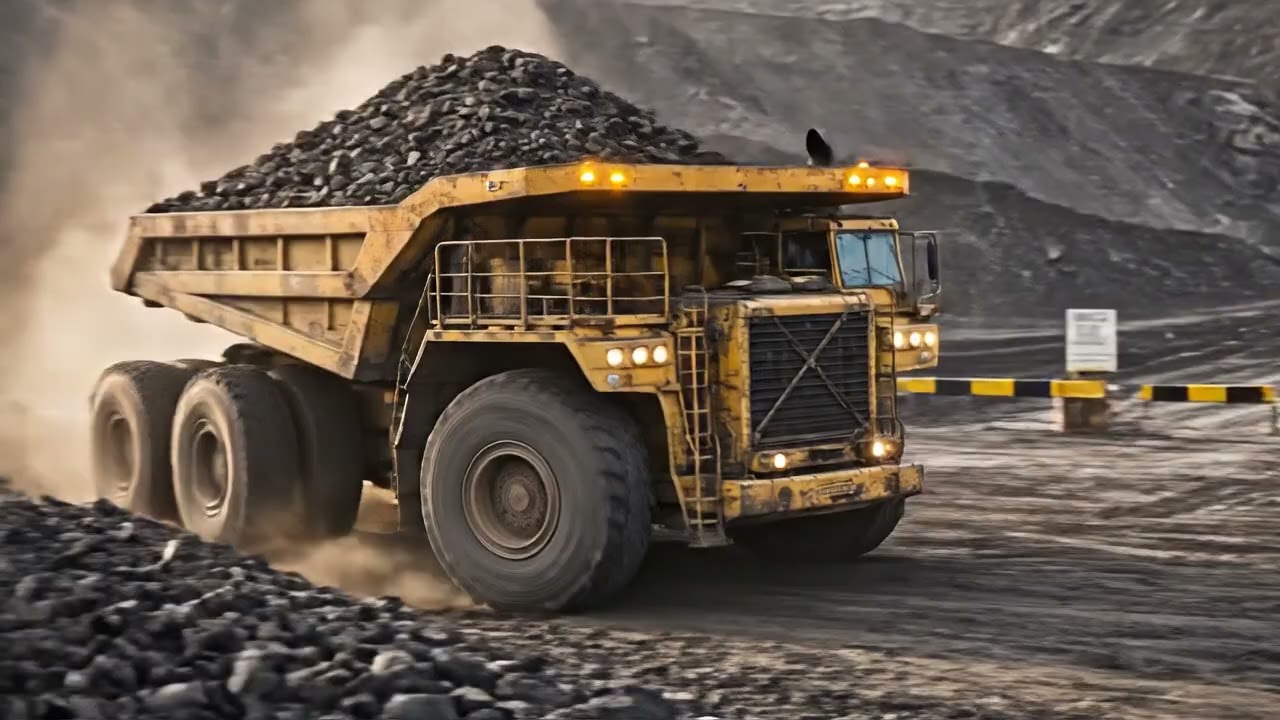 XE CHỞ THAN KHỔNG LỒ LÀM VIỆC Ở MỎ THAN