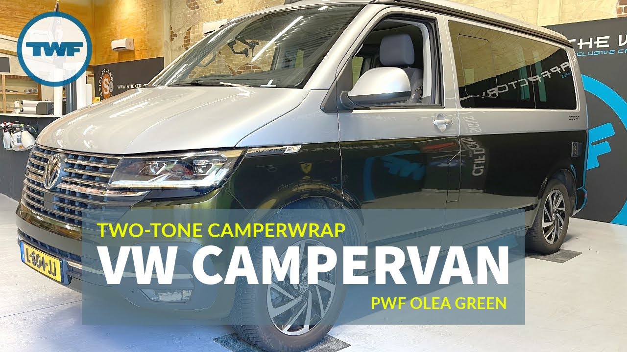 Volkswagen Transporter campervan - Twotone wrap in Olea Green