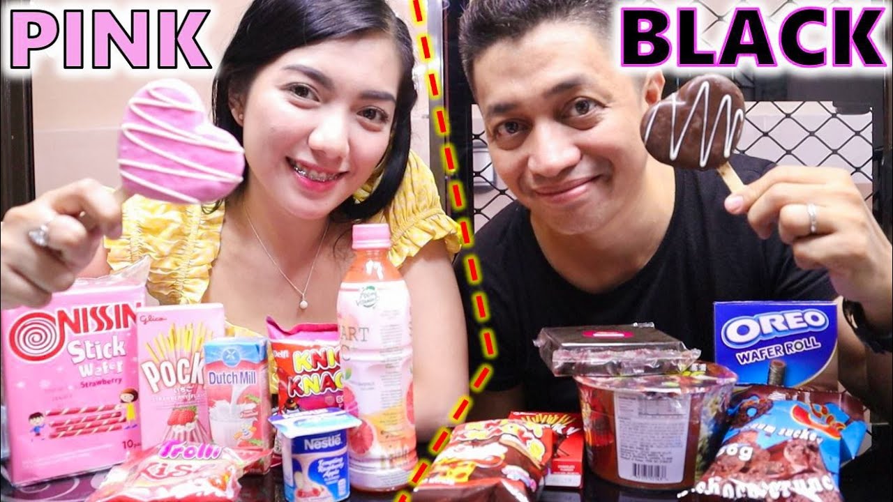 Pink Food & Black Food Challenge for 24 Hours